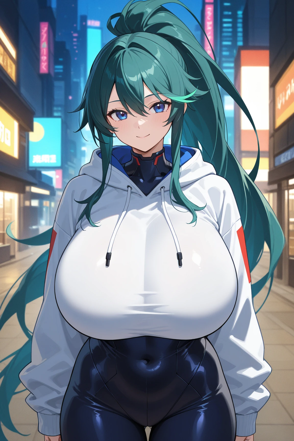 super gigantic breasts,giantess,city background