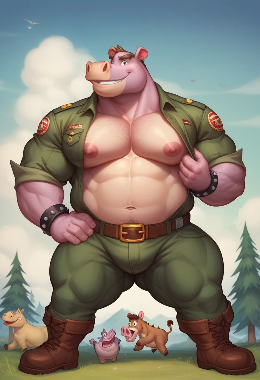 best quality, masterpiece, detailed, male, Gummigoo, muscular, thickened, widened, big pectorals, big muscles, cowboy hat, western style, posing, briefs, bulging