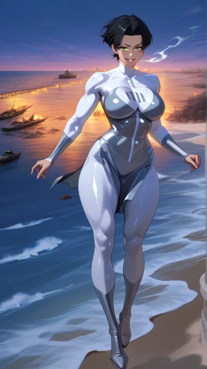 ((masterpiece, best quality)), Epic battlefield atmosphere,Delicate face,nun,seaside,Beach,whole body,Standing picture,glowing eyes,Large Breasts,Perfect body proportions,Pure white background,firefly,Transparent sex bikini,Three-point