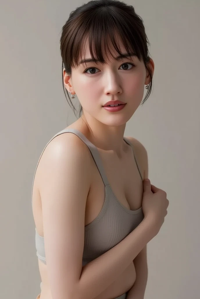 ((Extremely precise and accurate anatomy:1.0)), (photo realistic:1.4), (Hyper realistic:1.4), (Highest qualityの現実的な肌の質感:1.4), (Improvement of quality:1.4), (Enhances the beauty of skin texture:1.1), Clean and glowing skin, One girl, woman, masterpiece, Highest quality, Highest quality, (Volumetric lighting),(Film Grain:1.1),Very detailed CG unity 8k壁紙, Concentrated, Very detailed, Ultra-realistic, Realistic, Sharp focus, Absurd, (High resolution:1.2), (High Contrast), photograph, Detailed and complex, (((Trending on Instagram:1.38))), Very detailed, Digital Painting, Art Station, Concept Art, Smooth, Sharp focus, Looking at the audience, Tank top.