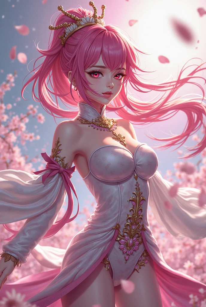 Cute sexy girl, Pink Hair, Bunny Girl,Large Breasts,Surreal, Detailed lighting, Japanese Animation
