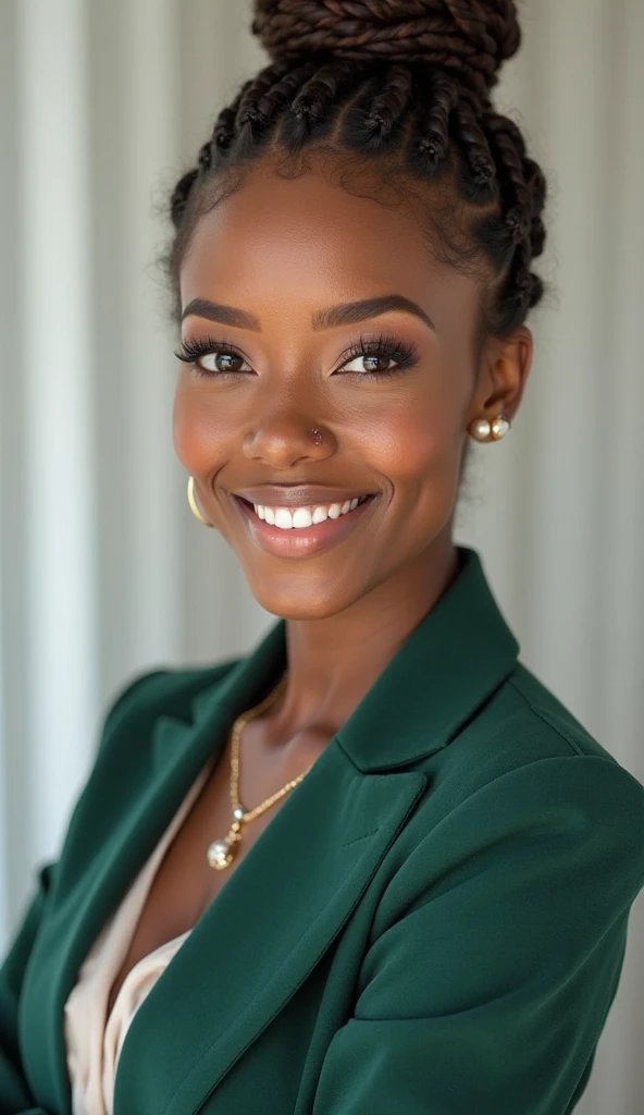 Smiling african american woman in green dress sitting at table with plate of food, Mulher de 28 anos, 27 anos de idade mulher, taken in the early 2020s, com um lindo sorriso, Fotografia tirada em 2 0 2 0, 27 anos, Beautiful, 27 anos, lovely smile, Mulheres de 27 anos, Beautiful african american girl