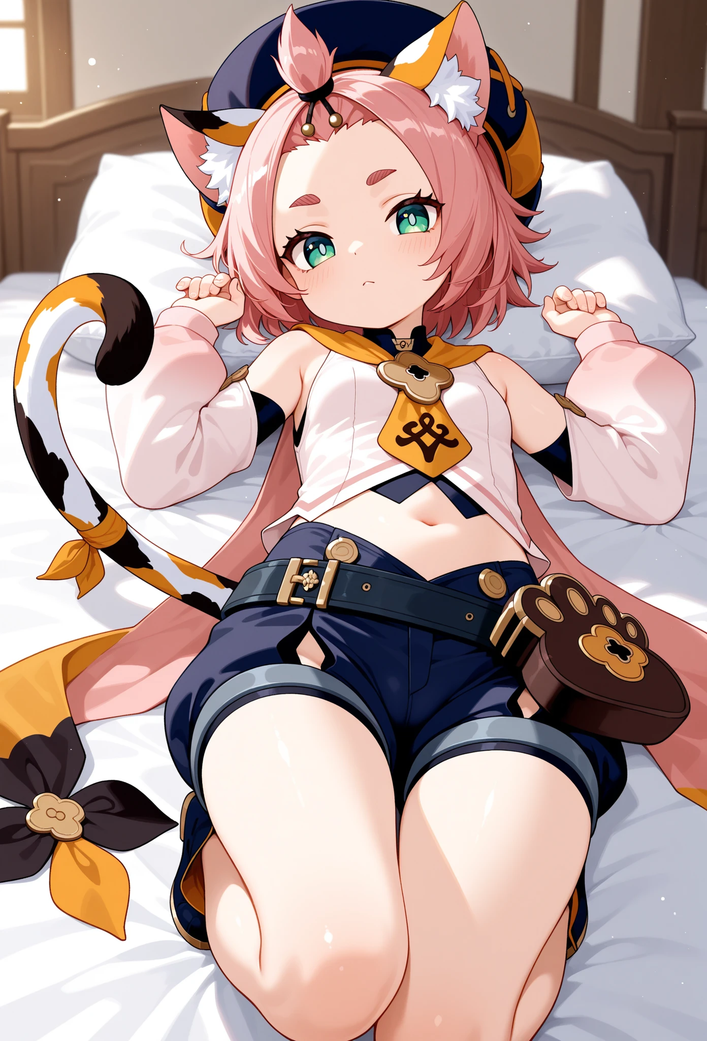 (masutepiece), (Best Quality), (Ultra-delicate image quality)、High resolution、(disheveled hair),(Illustration), (1girl in),(10yaers old,child),Japnese idol,Smile, (magical little girl),(affect),(Open chest:1.5),Fashion Model, Looking at Viewer, (interview),magic wands, (Magic City),Beautiful detailed eyes, Delicate beautiful face, floating,(High color saturation),(Colorful splashes),(Shining), Focus on Face,Ahoge, kamisato ayaka, Light pink hair, hair rings,Short hair, (Shining), The best lighting, Best Shadow、(Cameltoe:1.7)、、Spread legs、(White panties),(The nipple is visible:1.4)