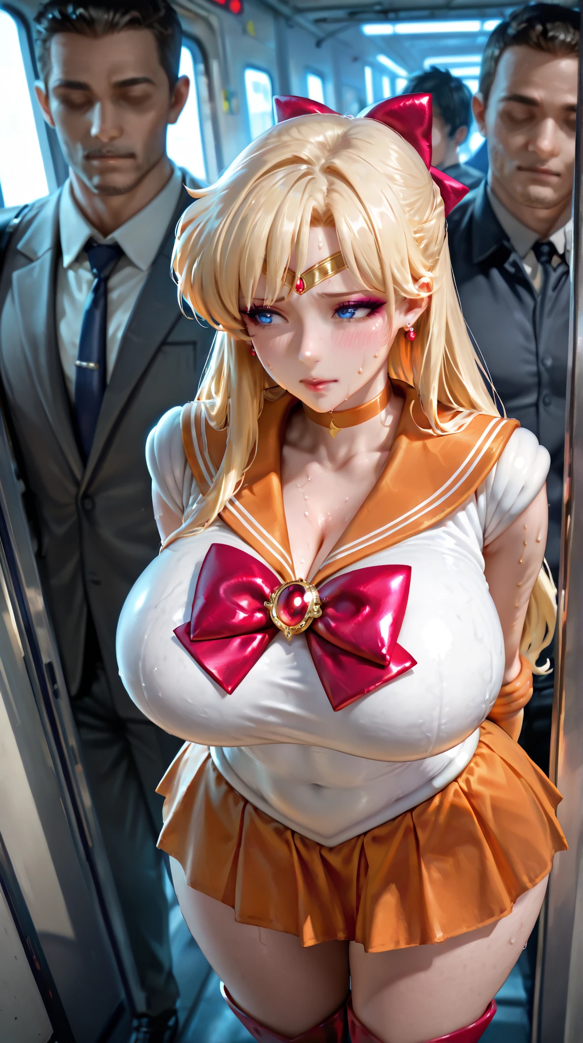 (Super high resolution), (raw photo), (photorealistic), detailed beauty, (mature beauty), (8K, raw), masterpiece, best quality, reality, perfect female body, (1 photo), ((super big boobs)), (dynamic pose, stunningly beautiful, Nicolette Shea), in focus, best work, (photorealistic), (masterpiece, best quality, high quality score), (clear image quality), (perfect beauty), ((standing posture)), ((contrapposto)), ((upper body photo)), ((sexy pose)),
(best quality: 1.4), high resolution, masterpiece, 10, super detailed, exquisite details, 1 girl, Sailor Moon. Skirt rolled up, no panties