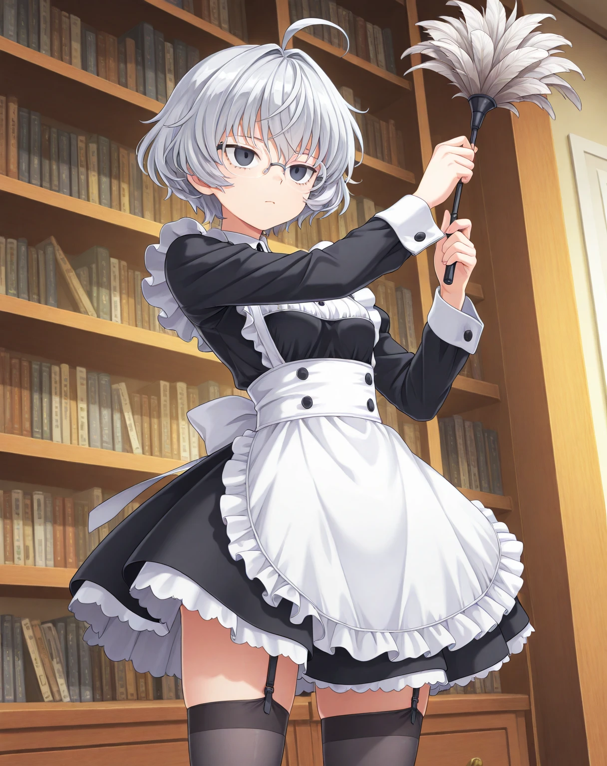 (masterpiece),best quality,cowboy_shot,medium_shot,thighs,looking at viewer,Look directly,(retro artstyle:1.4),<lora:FGOKAMAV1:0.65>,KMM,ArcadeMaid,