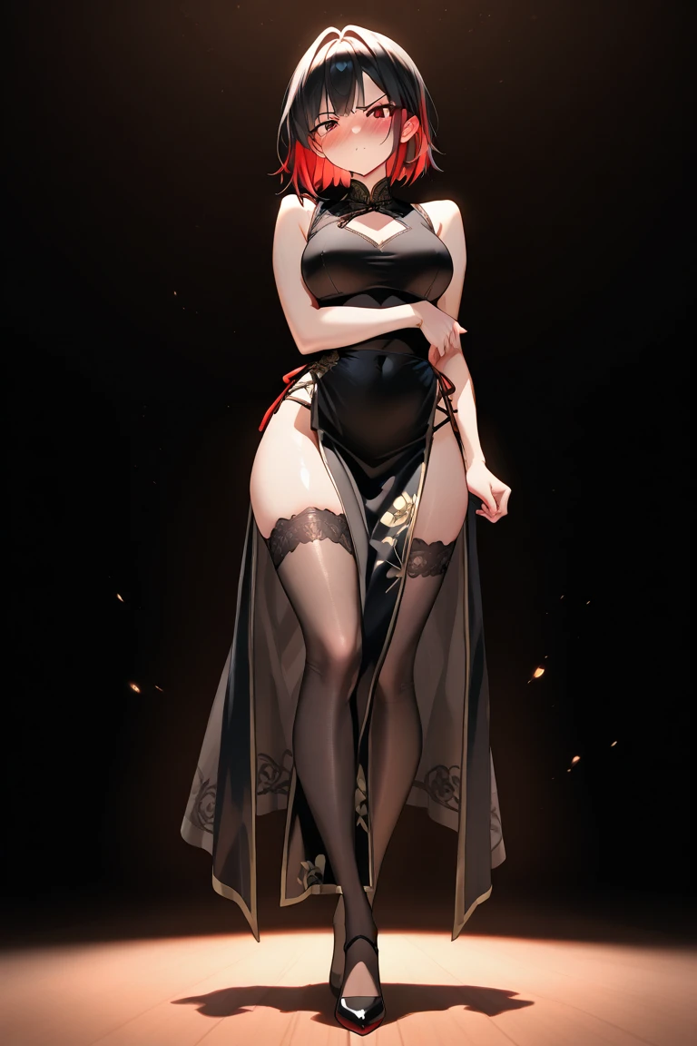 A seductive giantess in a flowing red gown, with long auburn hair and mesmerizing blue eyes, stands amidst the ruins of a grand ballroom. Her legs crush the elegant floor beneath her, her fingers idly toying with tiny guests. She gazes down with a sultry smile, her voice a sensual whisper filled with teasing mockery. Her body radiates an aura of raw sexual power and dominance, her gaze filled with amused disdain. Giantess, Goddess, sexy legs, gown, hot, curvy body, mommy issues, tiny people, macrophilia, perspective from below, high quality, almost naked, mature woman, ballroom, erotic.

