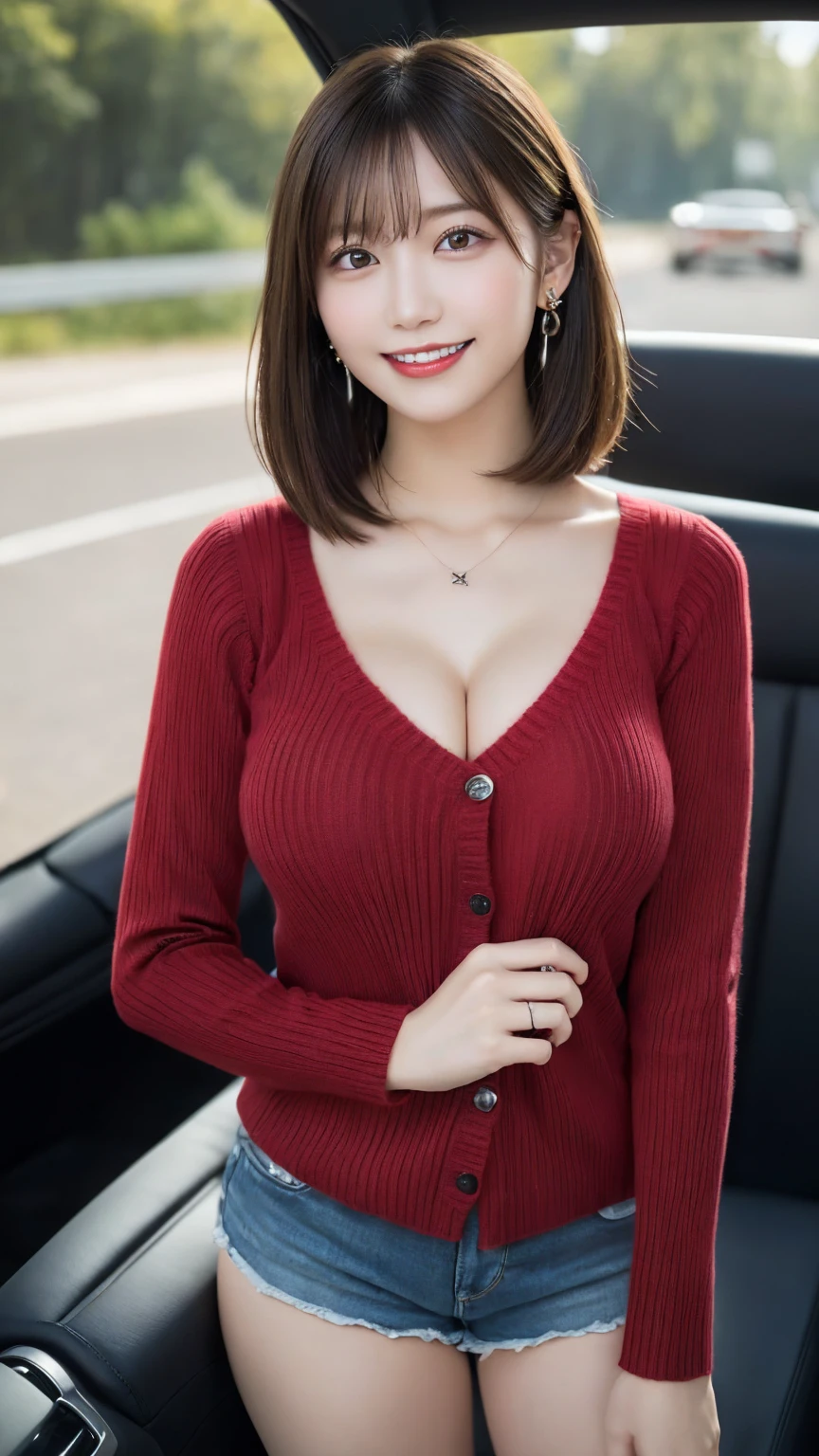 Close-up Two beautiful 50-year-old wives with huge breasts are wearing a sweater with huge breasts that are about to spill out, and their nipples are erect Sexily seducing them while drinking coffee, sitting, wet eyes, red lipstick, night café