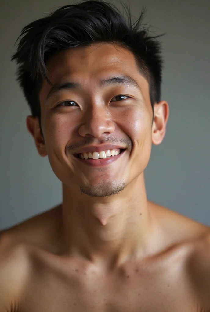 (photo-realistic), 最high quality, high quality, High resolution, 4K, masterpiece, detailed face, fine eyes, asian man, 1 or 2 asian mans, young man, perfect face, perfect body, good looking, ((whole body)), nude, penis, smile, At home