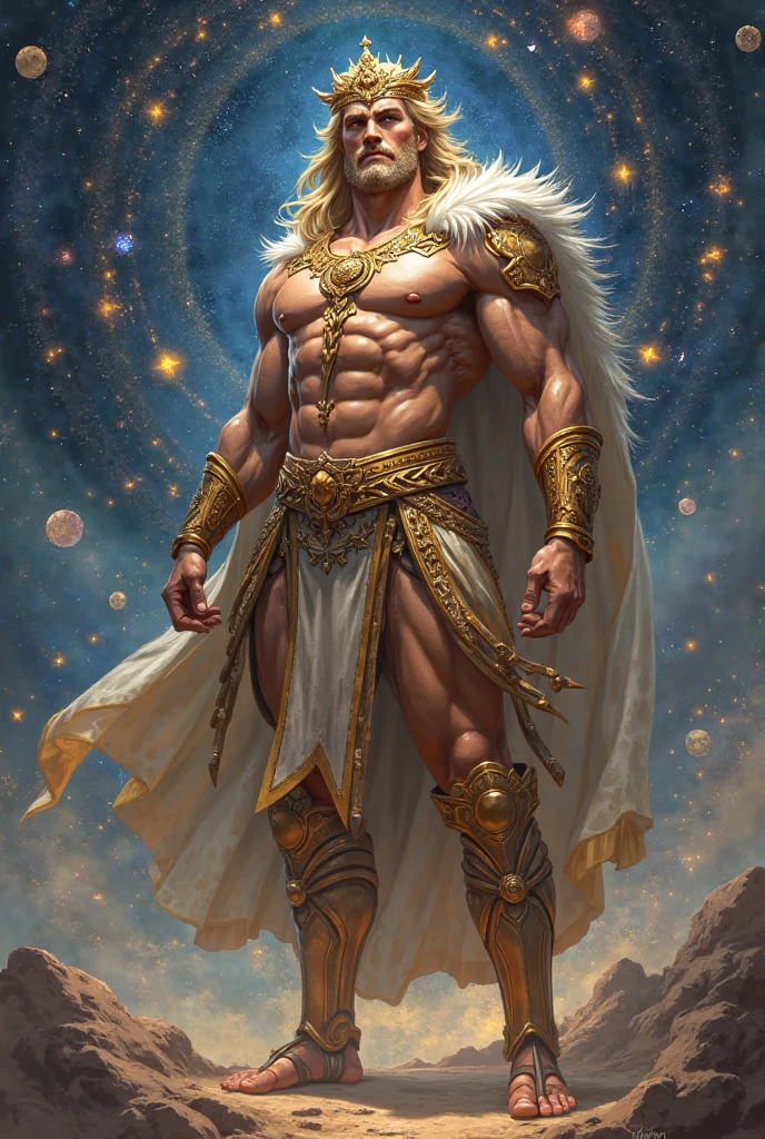 Masterpiece, best quality, high resolution, Close-up photo, man, greek god, Fantasy, League of Legends style, beautiful figure painting, light, amazing composition, front view, HDR, lightตามปริมาตร, Special quality, elegant, Highly detailed,(((Convex crotch))),golden ring,fire ring,