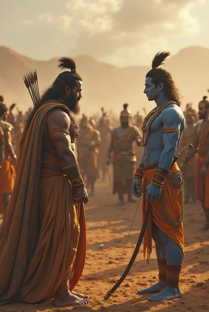 Generate a image of Krishna teaching bhagvatgeetha to Arjuna