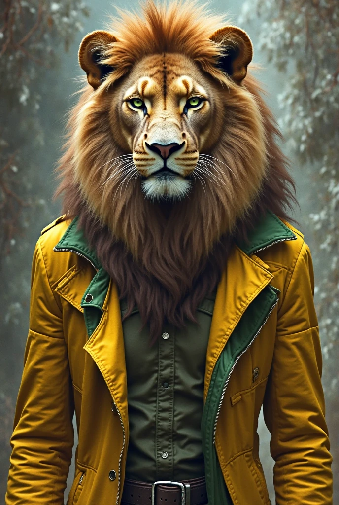Lion personification, Wearing a jacket,