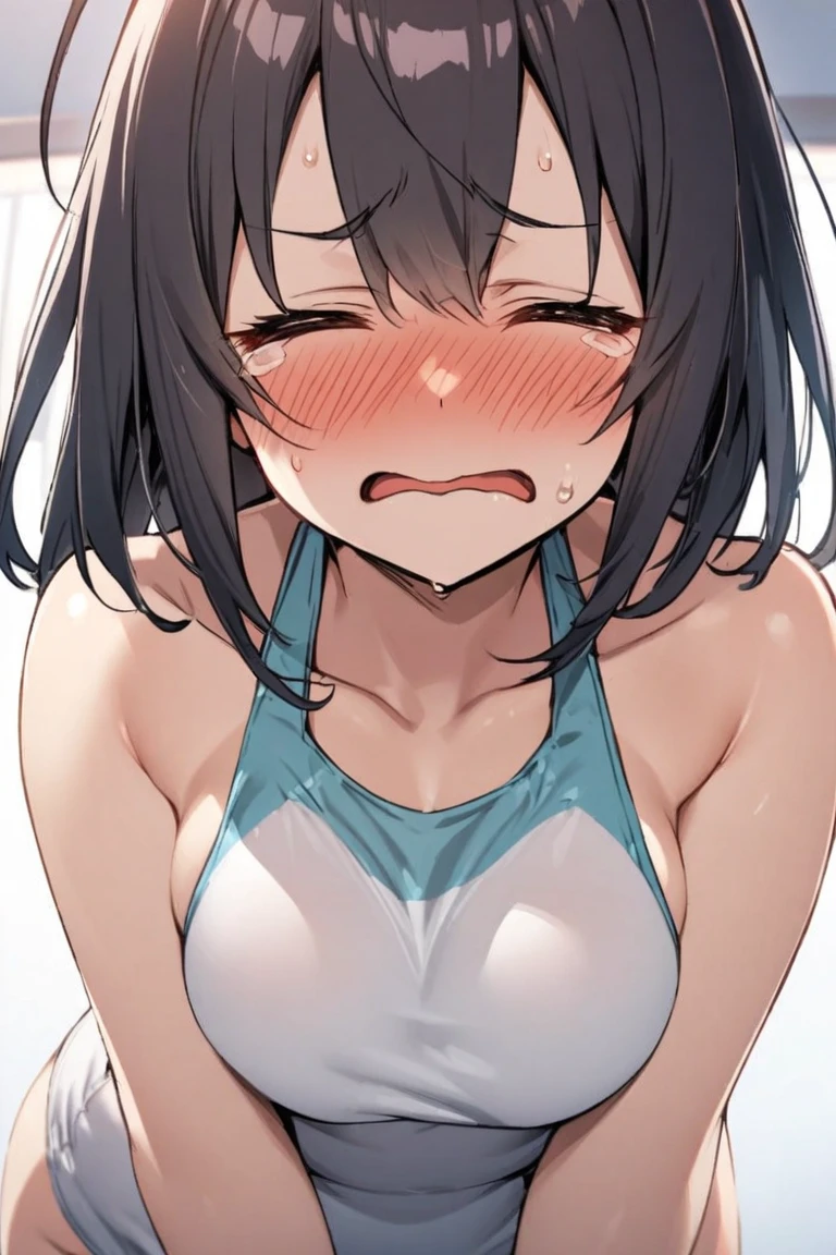 masutepiece, Best Quality,Illustration, Wallpaper, Ultra Detail, Little Face Lori、(((molesting)))、((fear:1.5)))、(Teary-eyed:1.5)、(((Cute underwear)))、ample breasts、Cherry-colored nipples