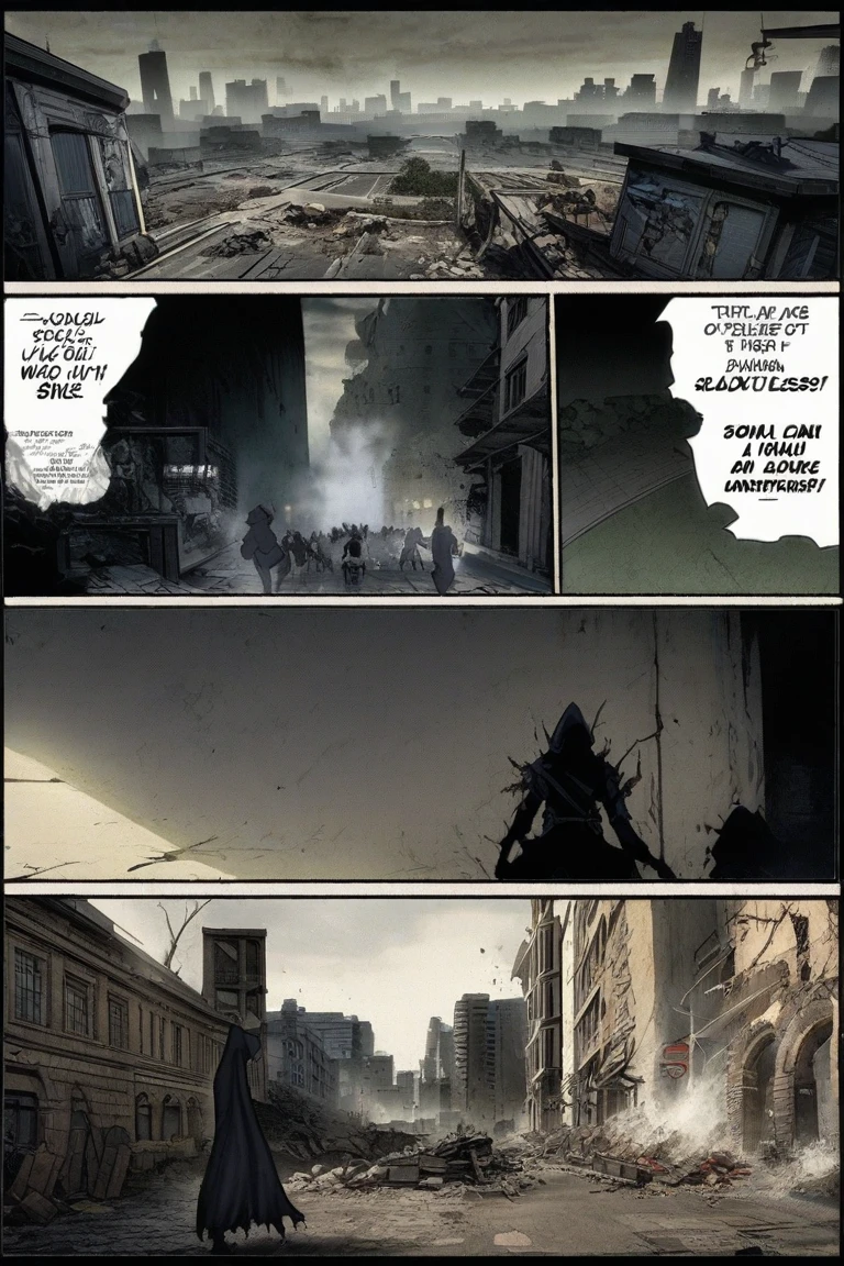 comic_layout, metal maden male chaos warrior of khorne in armor is holding a great sword in a ruined post-apocalyptic city, skulls mask, sci-fi, fantasy, horror, skulls on the ground, blood, Tornado, Roman, Empty chairs,Tangled roots,Key, Warped,Mangled,Ethereal, (Isolation:1.1), (Glaze:1.1), (Reflected light:1.2), Glass, Polygon, ultra detailed, intricate, oil on canvas, dry brush, (surrealism:1.1), (disturbing:1.1)