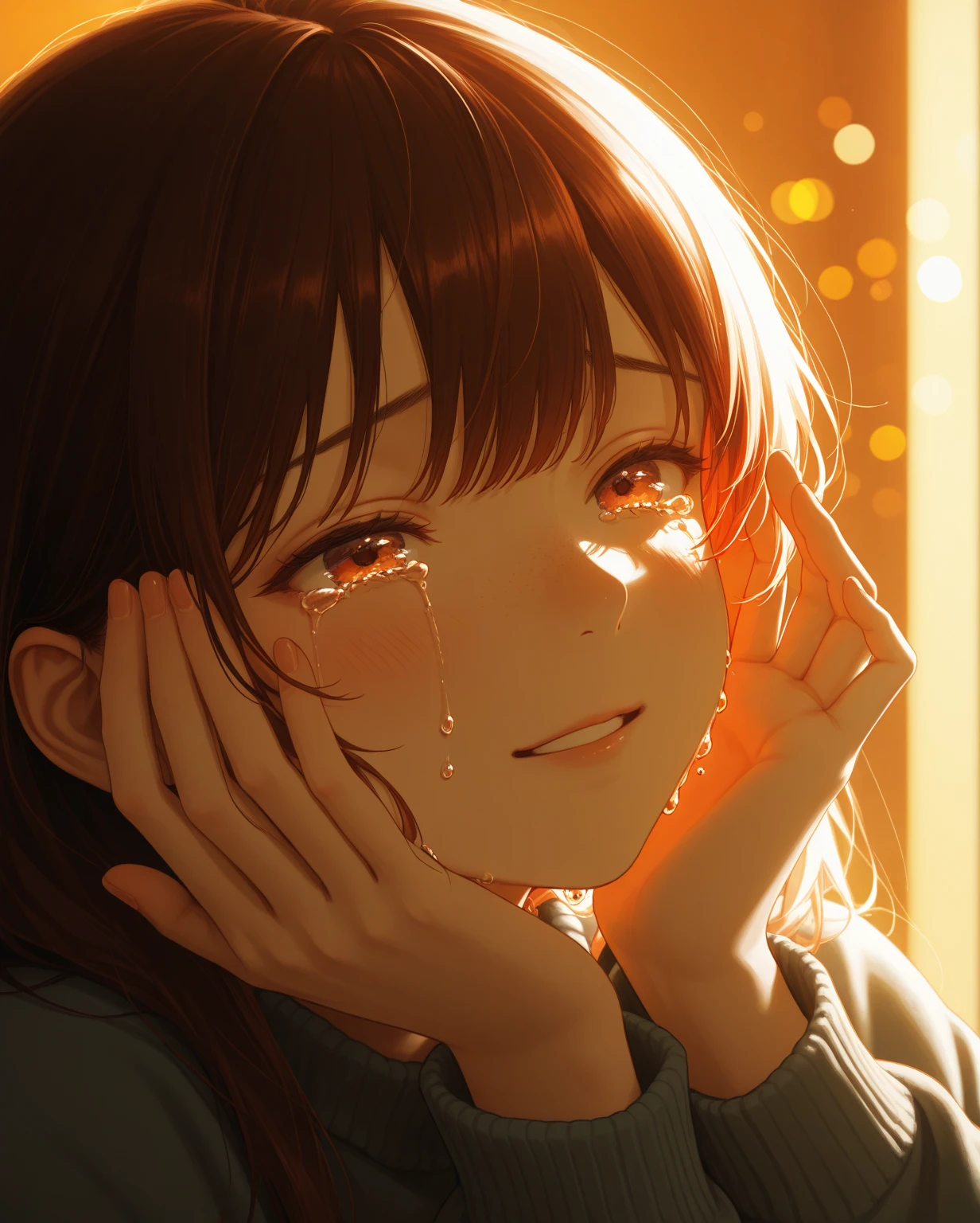 (one cute cat):2, (snuggling up to a girl):1.5, break
(1 beautiful girl):1.5, (a girl crying):1.5, break
incredibly absurd, 8K, HDR, studio lighting, ultra-fine painting, sharp focus, physically-based rendering, extreme detail description, professional, vivid colors, bokeh, soft lighting, intricate details, realistic skin textures, warm color palette, emotional expression, tender moment, peaceful ambience, cozy atmosphere, heartwarming scene, absurdres,