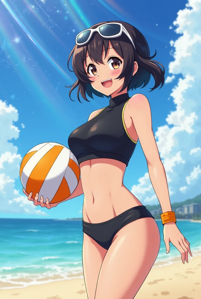 4People Women,Full body photo, Best image quality, high quality, The background is clear,Beautiful woman, Japanese, detailed, detailed eyes, detailed skin, Beautiful Skin, 超High resolution, (reality: 1.4),Very beautiful woman, A little younger face, Beautiful Skin, thin, (Ultra-photorealism), (High resolution), (8k), (非常にdetailed) (Beautiful and detailed eyes), (非常にdetailed), (detailed face), Displaying the viewer, Fine details, detailed face, Staring straight ahead, Staring straight ahead, Photo Real, Baby Face,16 years old,Hairstyle: short hair,forehead,smile,(((Yellow Bikini,)))(Flat chested,)(体がthin,)smile,(((Beach Volleyball、)))、