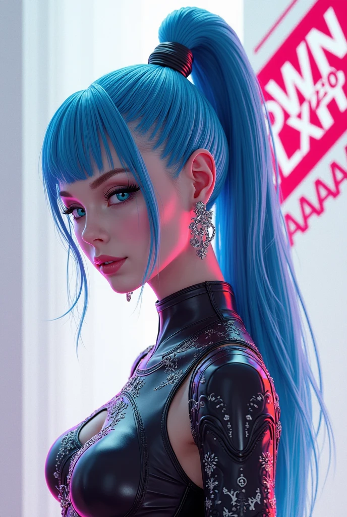 1 girl in, Yui, (NSFW), Cute 1 redhead girl with two tails, ((Perfect female body)) multiple (rainbow hair: 1.2), (Beautiful, Dark blue eyes: 1.6), (Photorealistic eyes: 1.6), glad, Ukrainian, (Small body), ((small hips)), white pale skin, (perfect tits), (cammel toe), Glossy oily pantyhose, One Piece Jersey, futuristic city backdrop, Gloomy multicolored lighting, Very dark sky, photos realistic, Dynamic lighting.