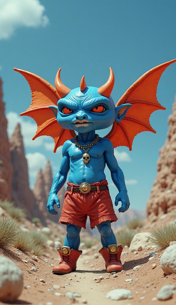 Small man, delgado, teenage body, blue snake tail, little blue horns, brown skin, and some multicoloured scales. short hair. anime style, cartoon style, Digital art, high detail face, tan lines. Clean and delicate face. Friendly face, whole body. lying on the floor, relaxed pose, laziness. tribal clothing, short skirt, bare legs, soft skin, bone ornaments, Gold bracelets and accessories, simple background.