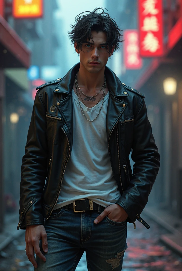 Young european guy civil pilot, Straight dark-haired, is Wears smart Watch on right hand, carrying a black jacket in his hand over his shoulder, Standing at evening dark sunset, airplane on background, Wears smart Watch on right hand
