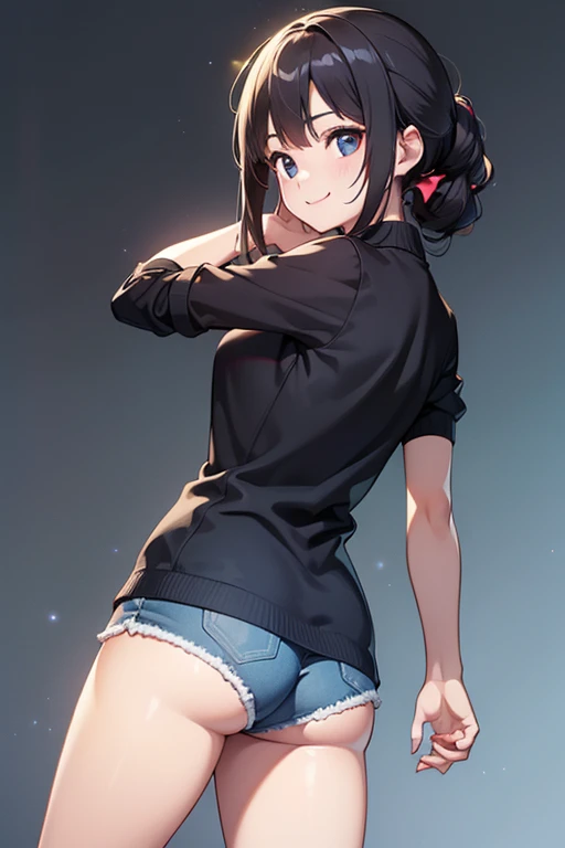 ((of the highest quality, 8K,Raw photo)), (Realistic, Photorealistic: 1.37), (Face Focus: 1.1), Small breasts, flat chest, Short hair, A Japanese Lady、20yr old、Japan idol system、(white sweatshirt: 1.1)、Skirt, Sitting, Arms up, From below, Sunlight, Movie Lighting,
