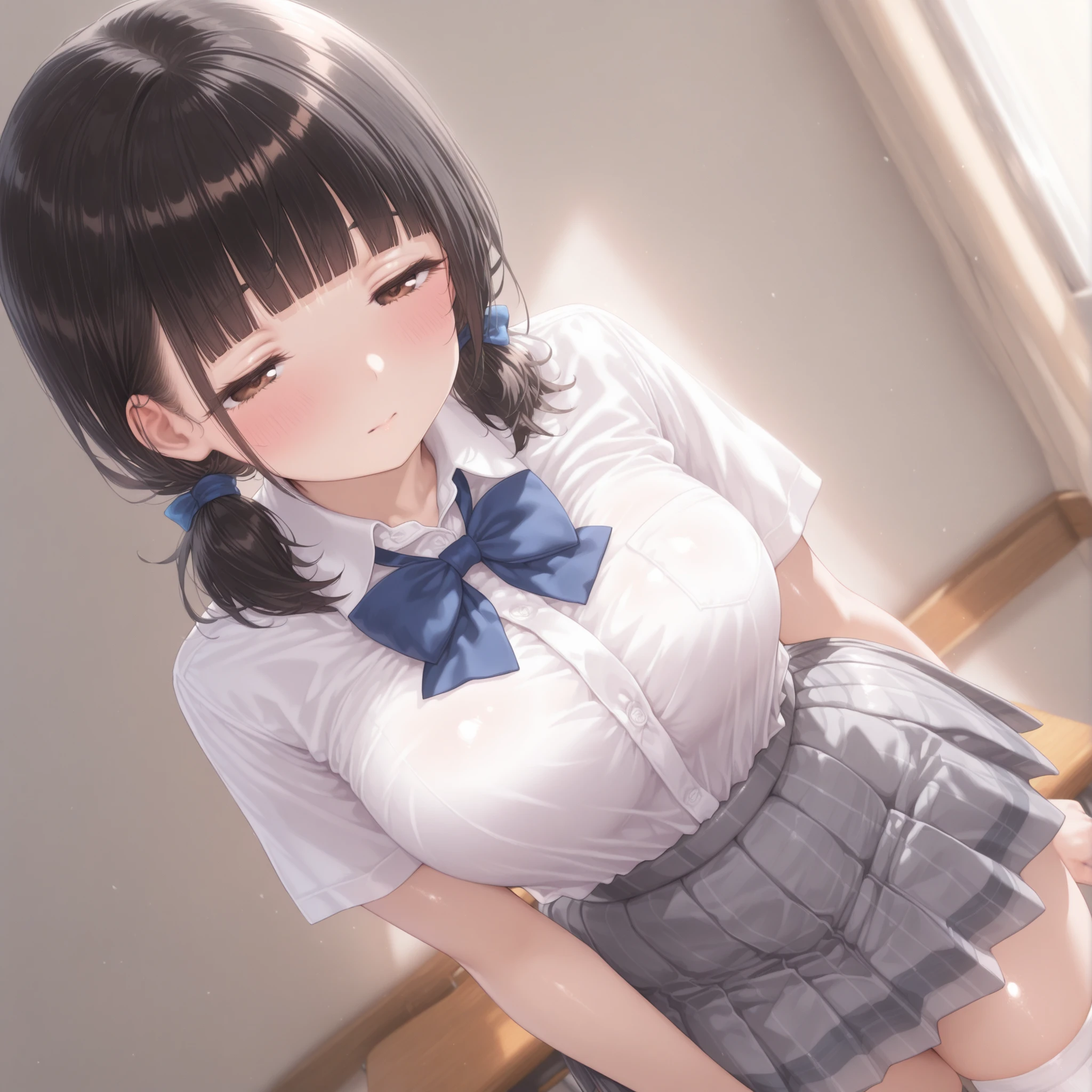 very cute and beautiful girl,(Very detailedな美しい顔), mini skirt, Sitting,(Spread your legs,White panties:1.3), Wooden classroom,window,Distant Tree々and the city, (shirt lift:1.4),(Nipples:1.4), (belly button), slender, 21 years old, High resolution,Super detailed,Very detailed,32k,8K resolution, Intricate details,Movie Scenes,Detailed Background,alone,Dynamic Angle,(smile, shy, red cheek, blush), (Open your mouth:1.4), brown hair, blond hair, jewelry, looking at viewer, necklace, long hair, short hair, Abdominal muscles, straight hair, bob cut, blunt bangs, silky hair, hair clip, hair band, hair ribbon,