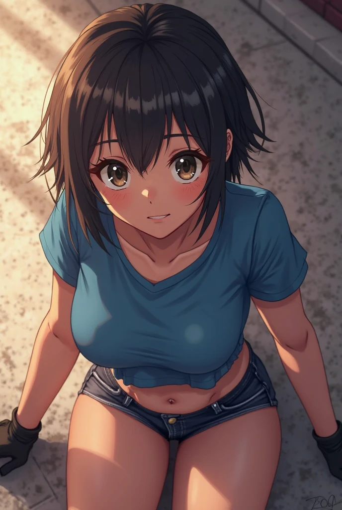 masterpiece, best quality, 3girls, 10yo, (petite), dark skin,
seductive smile, sitting, naked hoodie, flat chest, nipples, Navel, micro shorts, open zipper, against the graffiti wall, slum townscape, outdoor,