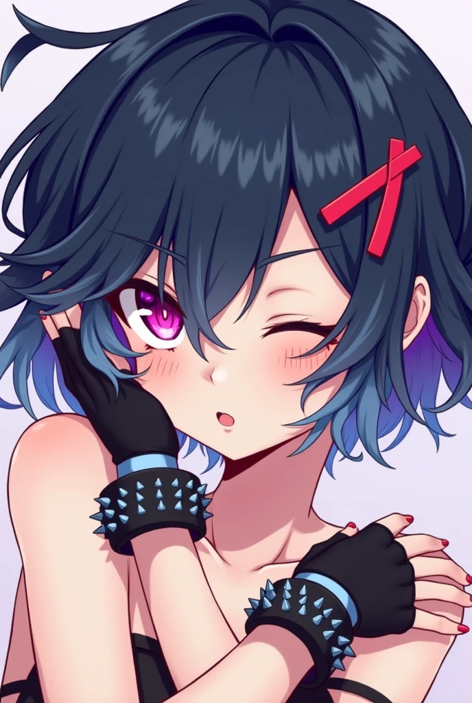 (best quality:1.1), (masterpiece:1.2), (realistic:1.2), (detailed:1.1), BlowjobTopofHeadPOVQuiron pose, 1girl, oral,penis, <lora:quiron_BlowjobTopofHeadPOV_V2_lora:0.87>, (((heart shaped pupil))), (very short hair), ((tomboy)), (((colorful hair))),