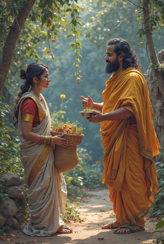 A man and a woman wearing a chala skirt planting a plant




