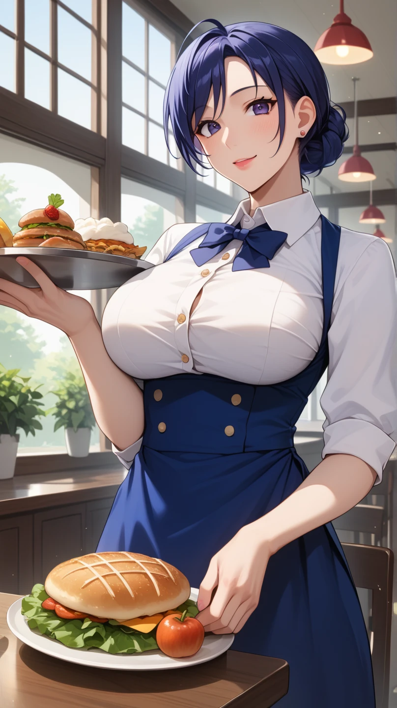 Again:zero&#39;s Againm、blue hair、short hair、table top、High resolution、lots of girls multiple girls、large crowd、cute lots of girls、big and full breasts、naughty body、underwear only、See-through、pink lingerie、throw、、whole body、Are standing、Look up at me、confused face、blush、black pantyhose、female shape&#39;Private parts are clearly visible、I can see your nipples、white shirt、navy check skirt、micro mini skirt、very short skirt、Department store、shop、Many people々々々、in the crowd、bare chest、show your chest、from below、Low - Angle、while holding the tray、place the chest on the tray、Upper grade