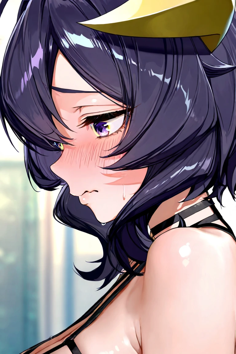 tareme,(short wavy hair:1.1),[4k digital art],photorealistic anime art style,black hair,man standing,mature woman looking at huge penis,(long erectile penis),(saliva),fascinated,(surprised:1.4),pink blouse,(mature face:1.2),(orgasm),heart pupils,sweaty,(blushed:1.4),(mole under eye),eyeliner,open mouth,empty eyes,