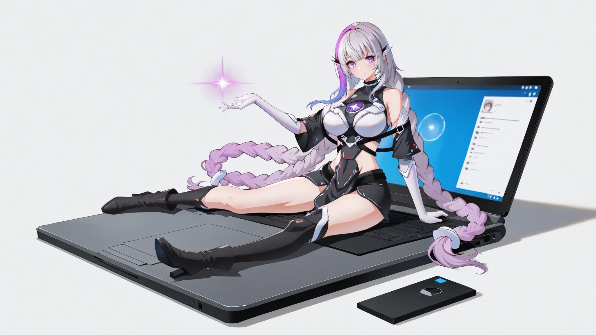 Lize Helesta（Nijisanji）,Long Hair,Gray Hair,Light blue hair in the back,hair ornaments,Large Breasts,Polka dot underwear,In underwear,Riding a wooden horse,Wet,Ahegao,masterpiece,Highest quality