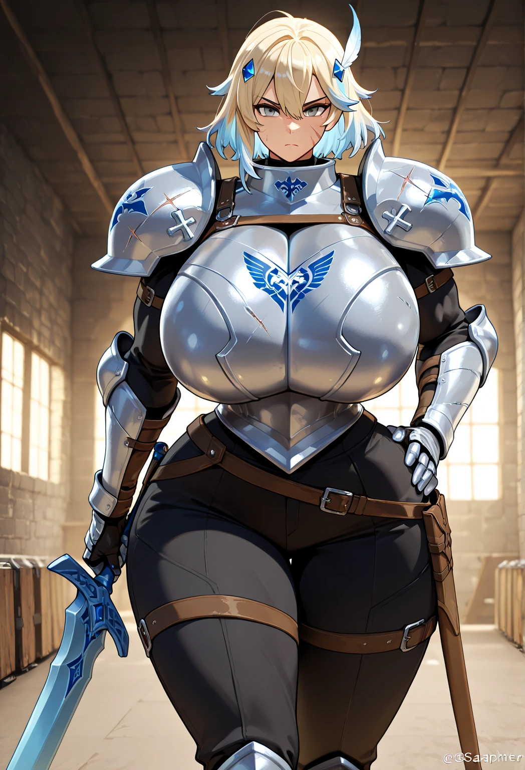 1 girl,high school girl,Erza Scarlet,High-cut underwear,((Low Angle,smile,pubic hair,,armor,Navy blue mini skirt,Navy blue pleated skirt,pointybreasts,topless,pubic hair,angle of view of ceiling,Very exquisite white panties,flashy white panties,pubic hair,Black Pantyhose,pubic hair,cameltoe)),((from below:1.9,from behind)),((Highest quality, wonderful,8K, masterpiece :1.3)), (Realistic, photoRealistic:1.4),(very fine and beautiful skin,Brown skin),Red hair,Very detailed,Cinema Lighting, Detailed light, Best Shadow, Dynamic Angle,Elaborate panties(High leg pants:1.1),Super big breasts:1.6, pubic hair,Plump thighs, In the office,skirtlift