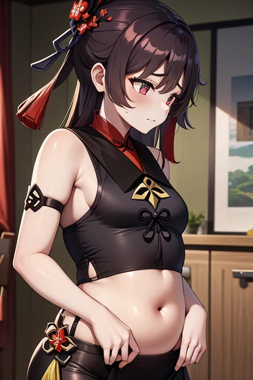 (beste-Qualit, 8K, 12), 1 girl, (megumin), brown hair, the perfect body, ultra detail face, detailed lips, (((very small boobs))), red eyes, cleavage, looking at viewer, annoyed, ((oversize tshirt)), off shoulders, no pants, washing machines, thighs, ((white tshirt))