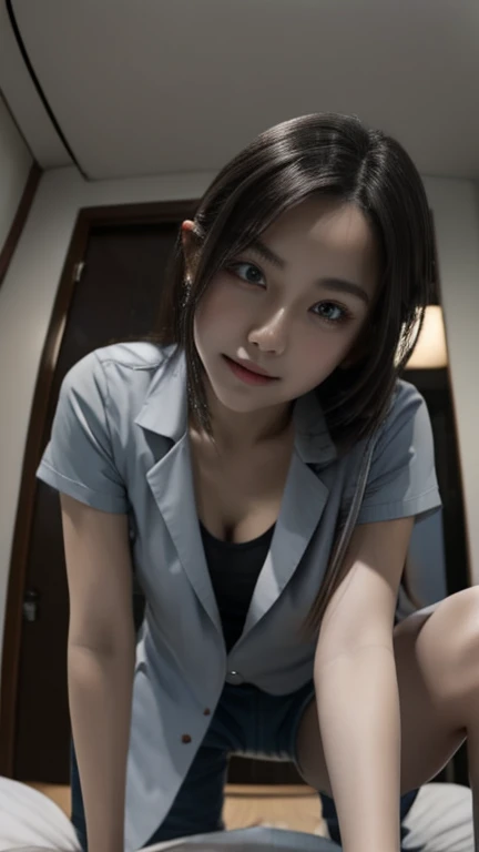 8K, RAW Portrait (Japanese women),masterpiece、Photorealistic:1.3、Realistic, Ultra-high resolution, highest quality, real life photos ,( in the evening :1.1),
((((1 girl:1.5))))、(Cute face:1.3)、日本の1 girl,((1 Japanese high school girl))、((1 real high school girl))、((Japanese High School Uniform:1.6))、 cardigan,Slender body、In the room、((Sleep on your back:1.7))
big, beautiful, Fine grain, Black Hair,(Written boundary depth:1.3)、 ((Dark brown eyes:1.2))、(Realistic skin texture:1.3)、(Immersive atmosphere:0.8、Chiaroscuro:1.2) 、(Show Viewer:1.3)、((smile:1.3))、((From belowの天井:1.2))、((wearing very small white silk panties))、((Panty Shot))、((woman rolling up her skirt))、((From below:1.0))、((Crotch close-up:1.35))、((Panty Shot))、((spread your legs to the side:1.4))、(((Open shirt)))、((Nipples are visible))