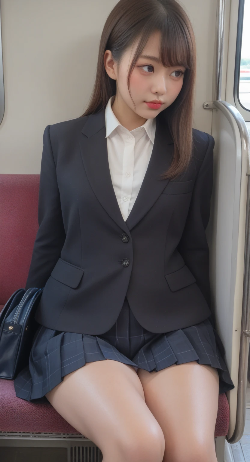 Woman in a suit standing on the sidewalk,((25-year-old woman))、small Breasts、Dark brown hair color、Hairstyle with bangs、Various hairstyles、Hairstyles of different lengths、(8k, RAW Photos, highest quality, Tabletop: 1.2),、(Realistic, Realistic: 1.3), Cityscape, Day, Sunny Morning, Professional Lighting, Photon Mapping, shirt, (Woman in a suit,) Silk Suit、Pencil Skirt、Tight Skirt、((Delicate photo))，(Detailed RAW Photos of Girls), (Tabletop:1.25), (highest quality:1.6), (超A high resolution:1.5), (Realistic:1.75), 8k resolution, Canon EOS R5, 50mm, absurdes, Ultra-detailed,Cinema Lighting, (Skirt Lift:1.5)、nsfw、the wind is strong、smile、Skirt flipped up、sexy white panties,