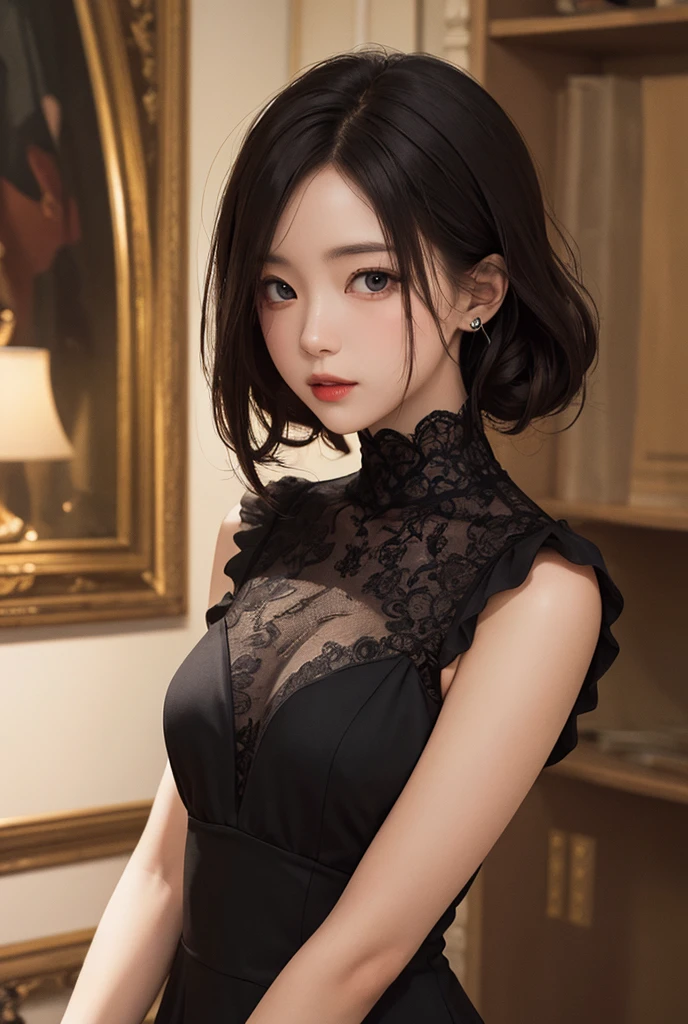very cute and beautiful girl,(highly detailed beautiful face and eyes),(shy smile:1.2),blush,
black hair,looking at viewer,
(floral yellow summer dress with detailed frills:1.12),sleeveless,detailed lace,
kneeling,arms behind back,japanese style room,countryside,
(best quality,masterpiece),absurdres,highres,ultra-detailed,extremely detailed,32k,8k resolution,
intricate details,cinematic scene,detailed background,solo,dynamic angle,perfect hands,beautiful hands,