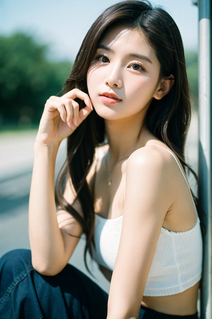 (masterpiece: 1.3, best quality: 1.1, ultra high resolution: 1.5, very detailed: 1.2), (realistic: 1.0, photorealistic: 1.4), exquisite illustrations, meticulously crafted lighting, soft natural light, ethereal, Depth of Field capturing intricacies, nfsw,
Gazing directly at the viewer, (face focus: 1.5, upper body: 1.1), 1 Japanese girl, embodiment of high school innocence, flawlessly beautiful face, charmingly symmetrical features, radiant glowing skin,
(Med
