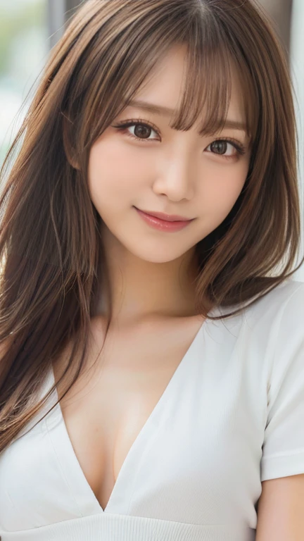 innocent 20 year old girl、((Wearing an oversized T-shirt,dramatic pose)),smile,shortcut,bed background,beach background、RAW photo, (8K、highest quality、masterpiece:1.2)、(intricate details:1.4)、(Photoreal:1.4)、octane rendering、Ultra-detailed complex 3D renderings, soft light in the studio, rim light, vivid details, super detail, realistic skin texture, details face, beautiful detailed eyes, Highly detailed CG Unity 16k wallpaper, compensate, (detailed background:1.2), shiny skin, whole body、from head to thighs、cleavage,((sleep facing upward、Angle seen from above))