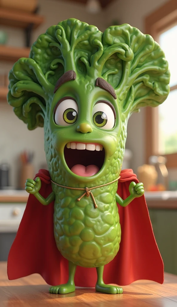 pixar style, a cabbage,  as a pixar character, shocked face, (best quality), (masterpiece), (best lighting), (high detailed skin:1.0),( detailed eyes), 8k uhd, dslr, soft lighting, best quality, film grain, Fujifilm XT3,