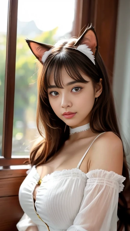 (best quality,4k,8k,highres,masterpiece:1.2),ultra-detailed,(realistic,photorealistic,photo-realistic:1.37),Medium Butterfly cut hair color gray,Oval face,white flawless fur,Round eyes color amber,bottom nose,round full lips,douyin makeup palette color brows,long lashes,dog furry girl,croptop black,jean skirt with Doubles,pearl necklace,hand warmer,Dog ears,Dog tail,Hourglass body