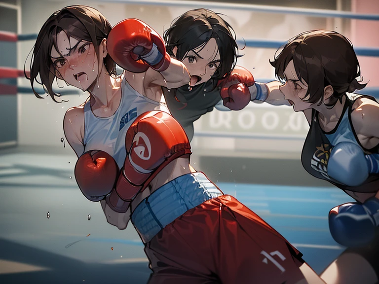 Female Boxers、5 women、Large number of people、((Boxing gloves))、Sports Bra、sport shorts、Appearance々Composition、Multiple races、Multiple nationalities