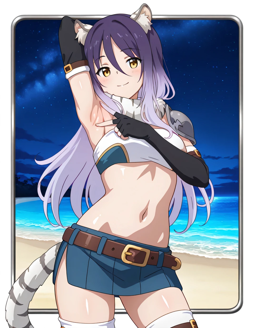 gawr_gura, Artist, erere, Copyrights, idolmaster, idolmaster_shiny_colors, Character, General, 1girl, brown_hair, blunt_bangs, blush, medium_breasts, breasts, smile, brown_eyes, censored, striped bikini, yellow_bikini, frilled_bikini, navel, dog_tail, animal_collar, twin_braids, dog_ears, bone_hair_ornament, raised_eyebrows, paw_pose, :d:0.5, teeth, raised_eyebrows, (full_body) (standing in middle, beach_umbrella), sky:0.5, detailed, sand, outdoors, from_side, looking_at_viewer, masterpiece, best_quality, great_quality, girl, solo, center_composition, centered character, cute
