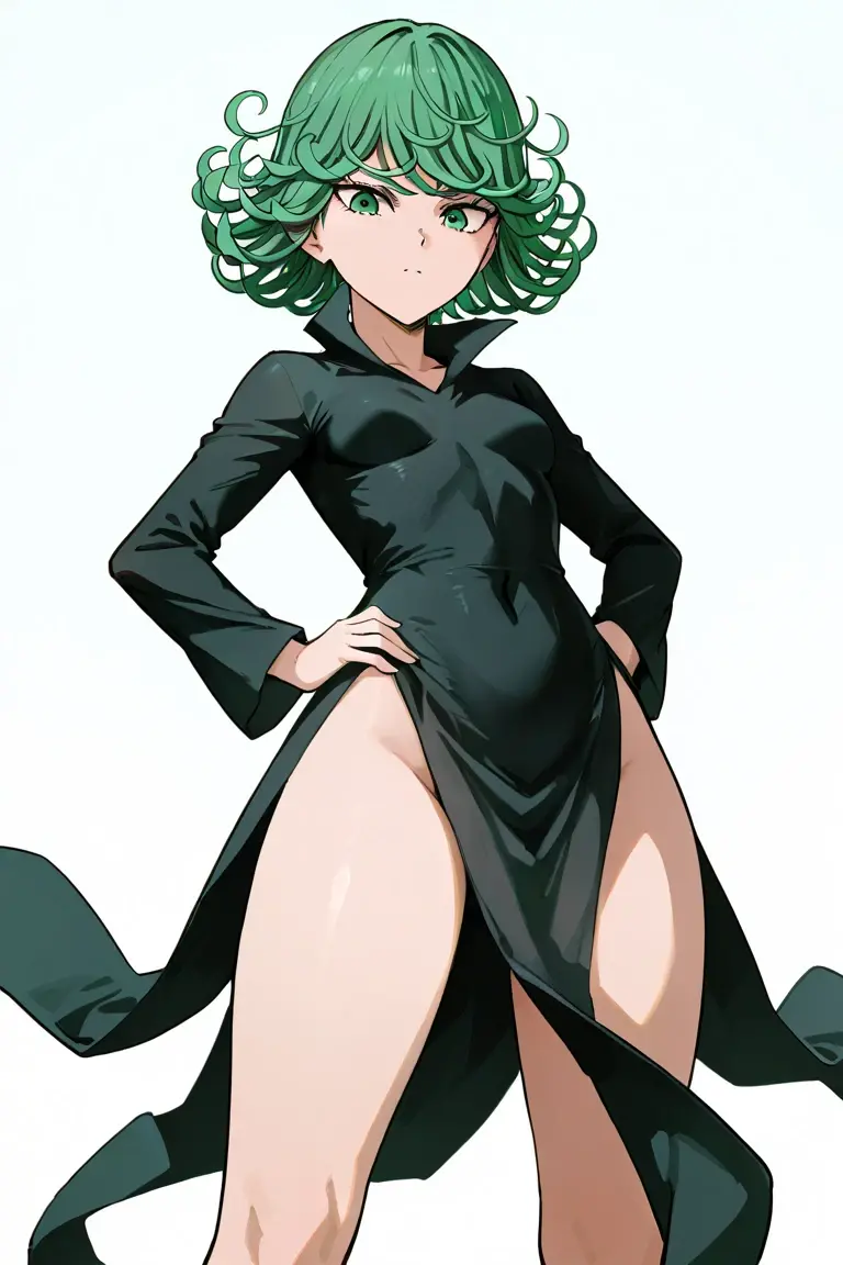 (obra de arte, melhor qualidade:1.2), Sozinho, 1 garota, Tatsumaki, lascivo, boca fechada, Olhando para o visualizador, It is, quadris largos, pelada, nudes , sentada, Erotic, frente, em um quarto, perna aberta