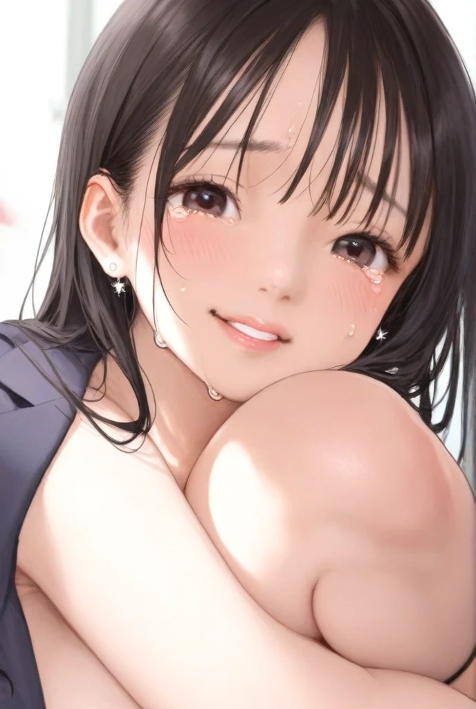 ((nsfw)),(high resolution),(high resolution),(High definition),(8K),yoshizuki_iori、Beach、sit、Sperm on face、A lot of sperm、