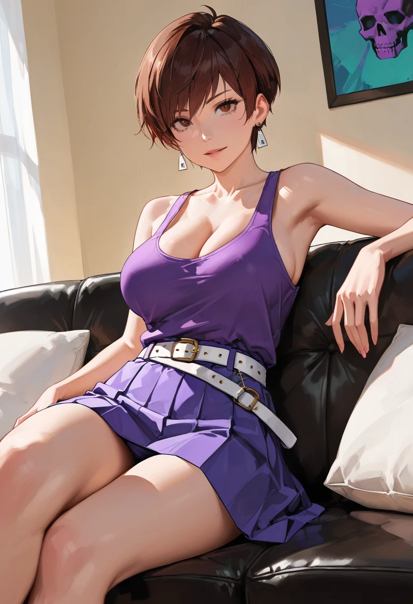最high quality, 8K, Vibrant, Sharp focus, high quality, High resolution, Middle-aged women, 49 years old,(Wrinkles around the eyes),(wrinkles around the mouth), (whole body),(Very slim and delicate body), High heels, Highly detailed eyes, Thick lips,Plump face,Sleeveless shirt with buttons and collar,Long skirt,Love hotel room,Short Hair,A kind smile、Less exposure、Flat Chest