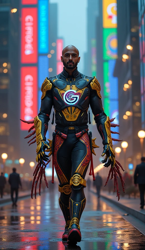 (Realistic),masterpiece,best quality,cinematic lighting,natural shadow,Worm's Eye View,full body,looking at viewer,
r1ge,(1man,photo of a man),Classic side sweep,azt3ch,aztec,science fiction,neon light,mechanical,feathers,bodysuit,
<lora:weight_slider_v2:0.5>,<lora:muscle_slider_v1:2>,
<lora:add_detail:1>,<lora:æ³å
:0.3>,<lora:Clothing - Aztech Armor:1>,<lora:r1ge - AnimeRage:0.3>,glowing,aura,energy,beam,flying debris,