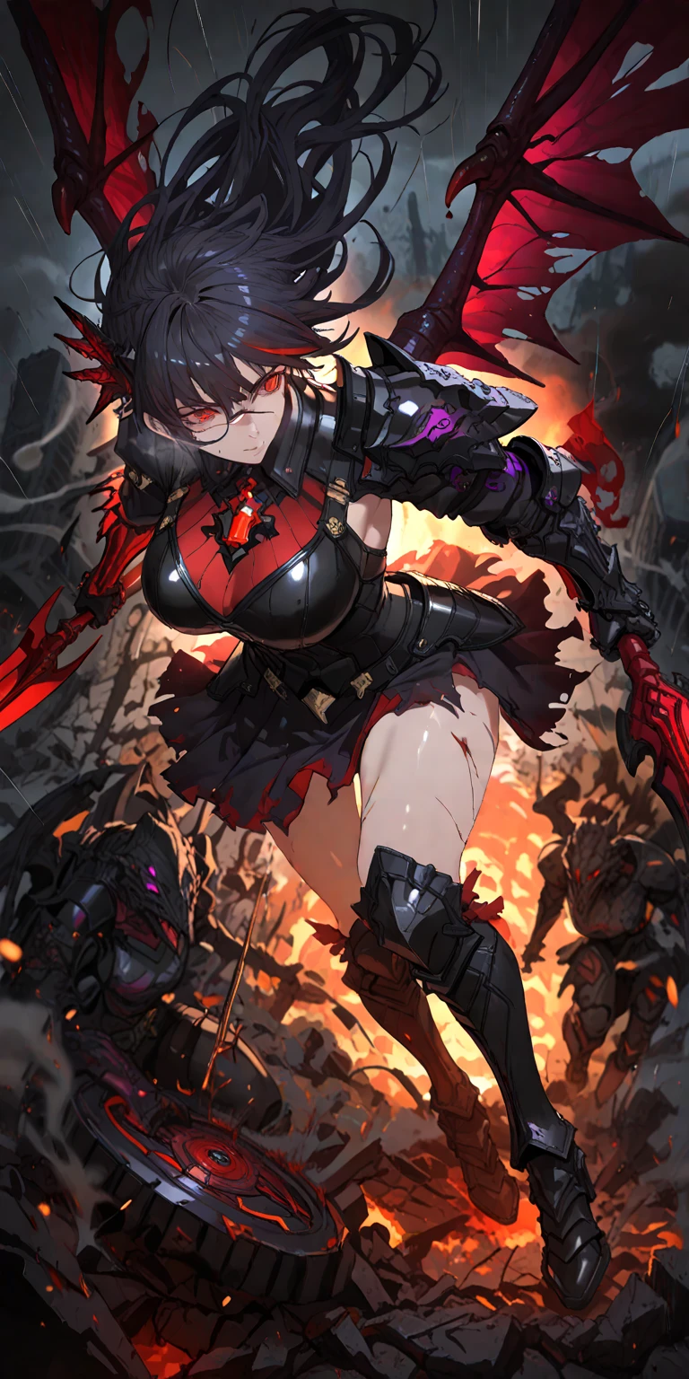 (最high quality、High resolution、Textured skin、high quality、Attention to detail、Precise CG unification)、(One woman)、Adult women、Necromancer、As I turned around、sword、skull、battlefield、Red eyes、inflammation、darkness