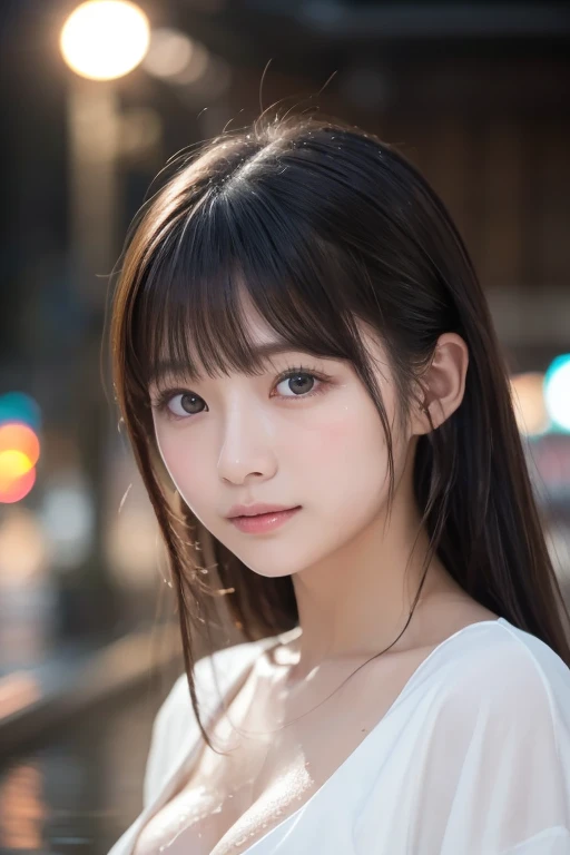 random pose, mix4, (8k, raw photo, best quality, masterpiece: 1.2), (realistic, realistic: 1.37), a girl, cute, cityscape, night, rain, wet, professional lighting, photon mapping, radiosity, physically based rendering, gradient brunet, gray hair, short curls, handsome, girl, white jersey, high quality photo, high resolution, 1080p, (clear face), (detailed face description), (detailed hand description), (masterpiece), (exquisite CG), Extreme light and shadow, messy hair, masterpiece, rich details, (fine facial features), (the highest quality photo), (masterpiece), (detailed eyes), looking in front of the eyes, fine collarbones, medium breasts