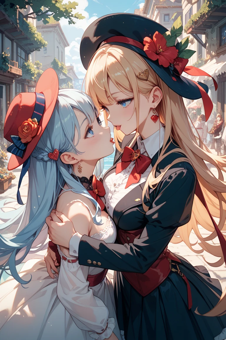 2 girls,oyako,Mother and daughter,Older students,Mother student,Mother Witch,mother and daughter,Witches,Witch hat,Student uniform,Formal attire,pupils,Female School Students,Witch,Witch School Student,Witch Maid,JK school uniform,maid,maid costume,Witch costume,Witch coat,Wrap the shirt,Conservative shirts,The packaging is tight,The packaging is tight,pleatedskirt,Bright colors,Magic background,lesbian,French kiss,Wet kiss,French kiss,face to face,hugs,cuddle,Close contacts,Fit snugly together,Side Body,Kiss,tongue kissing,Lovers,stroking each other,matching hairstyle,Match poses,desire big breasts,squelch,Body overlap,squishing,Love,Love each other,Matching decoration,Sexy pose,lacepantyhose,Pantyhose wrapped around the hips,Silk clothes wrapped in full leather,tightsuit,Bright colors,Showy expressions,black pantyhoses,White panty hose,ornate garment,Gorgeous hats,Gorgeous hairstyle,Gorgeous background,Magical powers,lady,carismatic,Beautiful girl,Woman,milf,Intimate contact,sigh,heav breathing,love heart,inquisitive,mature,mistic,dignified,The top wraps around the chest,The top is very safe,The top is very tight,The top is very tight,The top is very conservative,Perfect anime illustration, 2girls, Dark gray hair, Curly hair, matching hairstyle, browneyes, inquisitive,curiosity,Pleasure, ((matching outfits, shirt in uniform,Uniform skirt,Leather booties)), matching hairstyle, Fantastic stylistic foundation,cross legs,Lady,Dark blue pantyhose,black pantyhoses, A high resolution, full bodyesbian, Pose, (((tmasterpiece),(Very detailed CG unity 8K wallpaper),best qualtiy,,cinmatic lighting,detailed back ground,beatiful detailed eyes,Bright pupils,(Very fine and beautiful),(Beautiful and detailed eye description),ultra - detailed,tmasterpiece,)),witch,Witch hat,Dragon's horn,mmorpg,nipple play,Game panel,Game perspective,watery,Lace pattern,cleanness,camel-toe,Wet, Bright colors,Pantyhose wrapped around the hips,Bright colors,Colorful,prette,the sky background,Magic ba