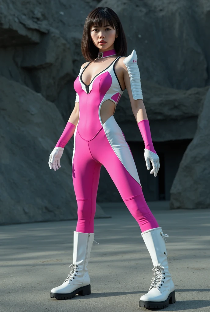 a girl in a dinosaur costume, pink dinosaur costume, pink laser beam shooting from mouth, (Amy Plie from Grand Chase), twintails, pink hair, anime screencap, masterpiece, best quality, super detailed, (realistic:1.4), (photorealistic:1.4), cinematic lighting, highly detailed, 8k, dynamic pose, complex background, vibrant colors, fantasy art