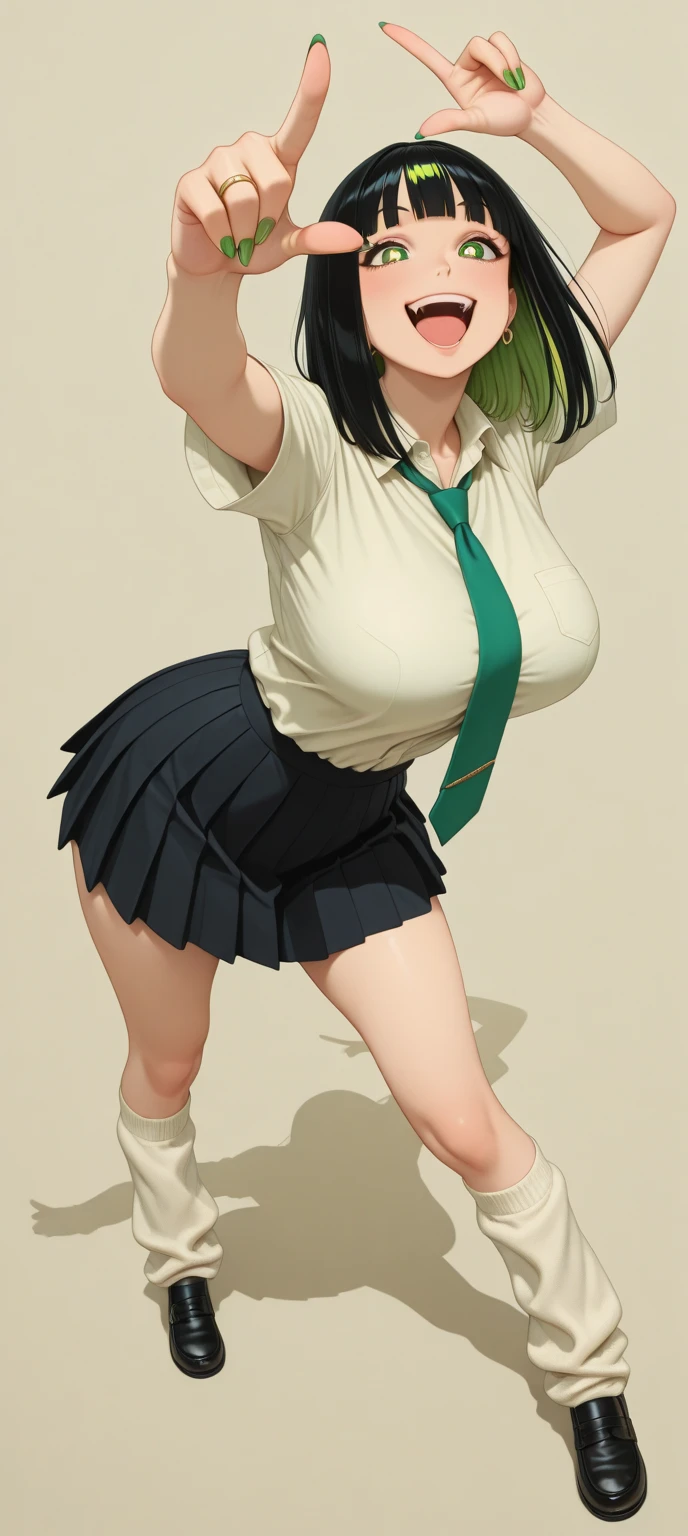 (Highest quality,8K,masterpiece),Studio shot,Gray background,Low Angle,
Very beautiful Japanese models,Fine skin,Realistic Skin, Lip gloss,Rouge,
Very short hair,Pixie Cut,View your viewers,Captivating look,
School_uniform, 大き目のイヤリング
Big Breasts,Thighs,
Checked skirt, White shirt, Big Breasts,Accentuate your cleavage,
